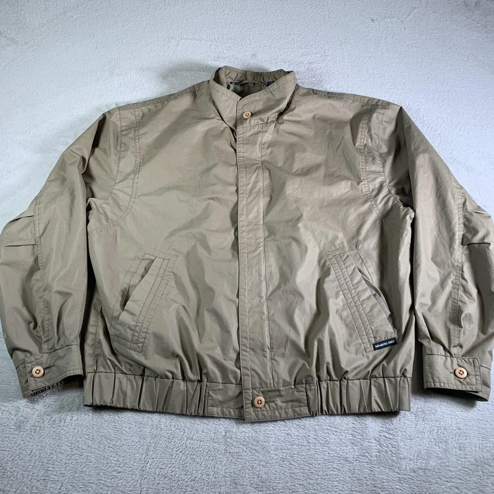 Members Only Club House Jacket Mens‎ 42 Beige Lightweight Windbreaker Bomber
